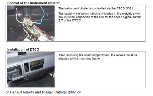 NISSAN CABSTAR TACHOGRAPH FITTING INSTRUCTIONS, MANUAL, 2006 & 2007 ON  