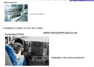 VW CRAFTER TACHOGRAPH FITTING INSTRUCTIONS, AUTOMATIC  4 WHEEL DRIVE , 2006 ON