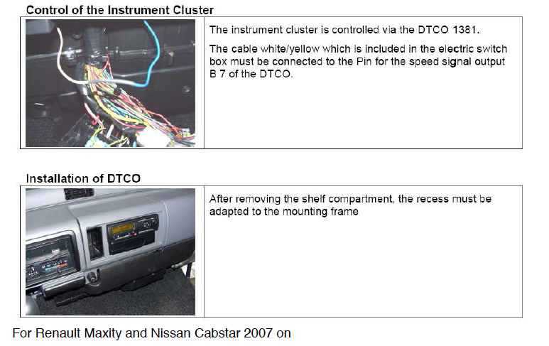 Nissan Cabstar Tachograph Fitting, Digital Tachograph Wiring Diagram